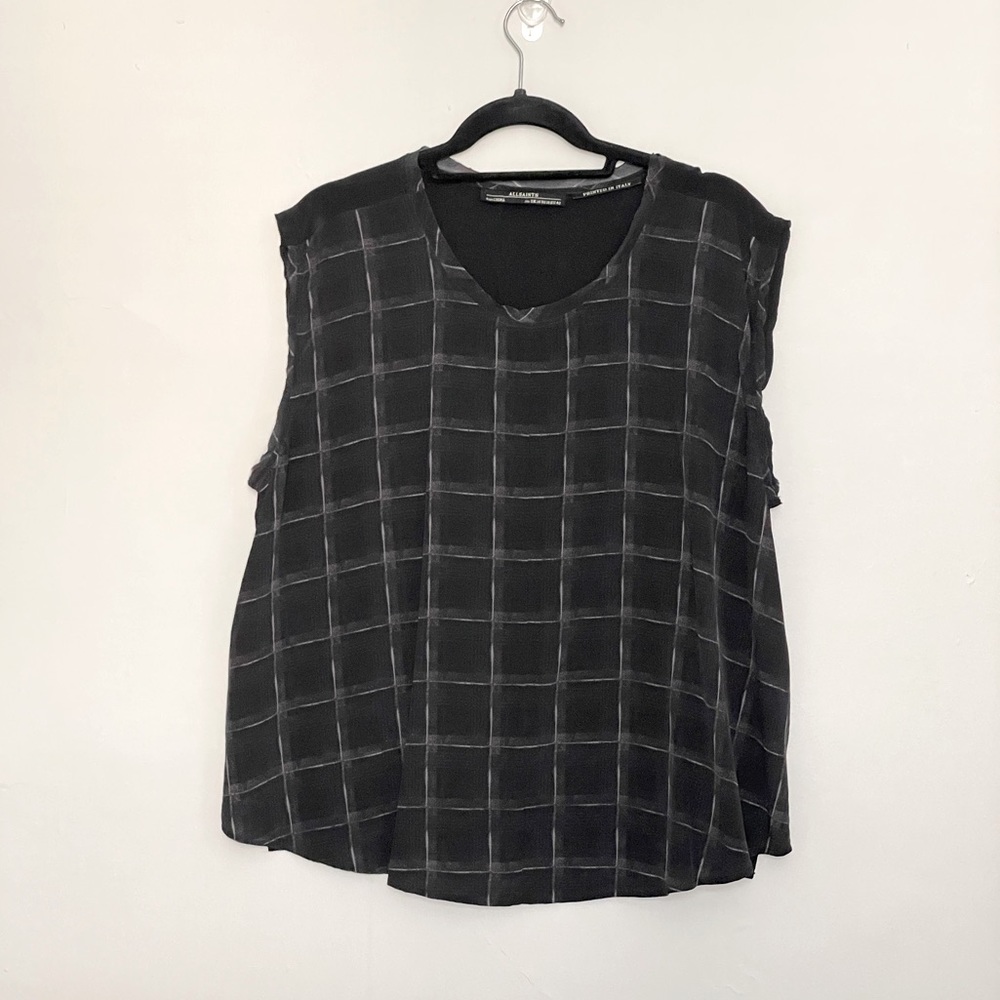 All Saints 100% Silk Printed Boxy Top